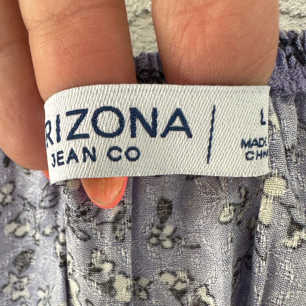 Arizona Jean Co NWT Crop Peasant Blouse Violet Floral Youth Large - Picture 3 of 4